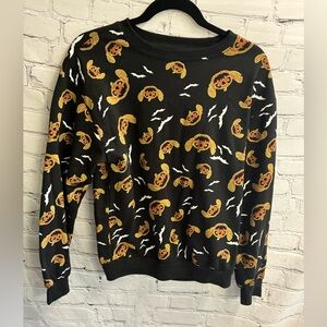 Disney Women’s (Jrs) Black Stitch Pumpkin Bats Halloween SweatShirt‎ Sz S (3-5)